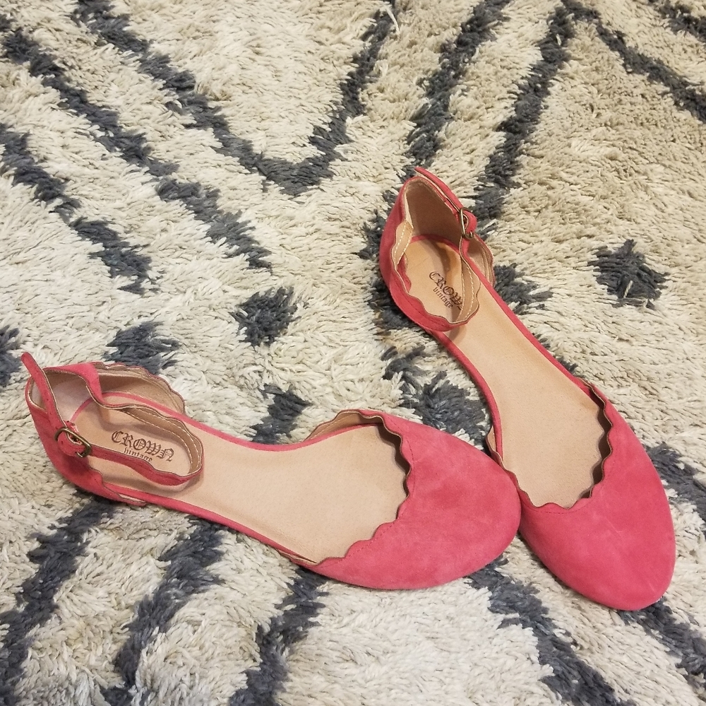 🌹Scalloped Ankle Strap Flats